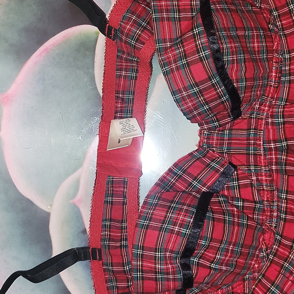 Rare FIND Sexy Frederick's of Hollywood Red Plaid Lingerie Medium - Picture 8 of 14